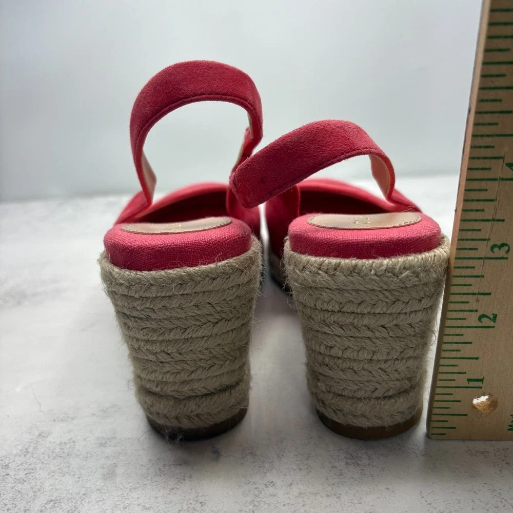 Cole Haan Cloudfeel Slingback Espadrille Wedge Pumps 7.5 Geranium Suede NWOB
